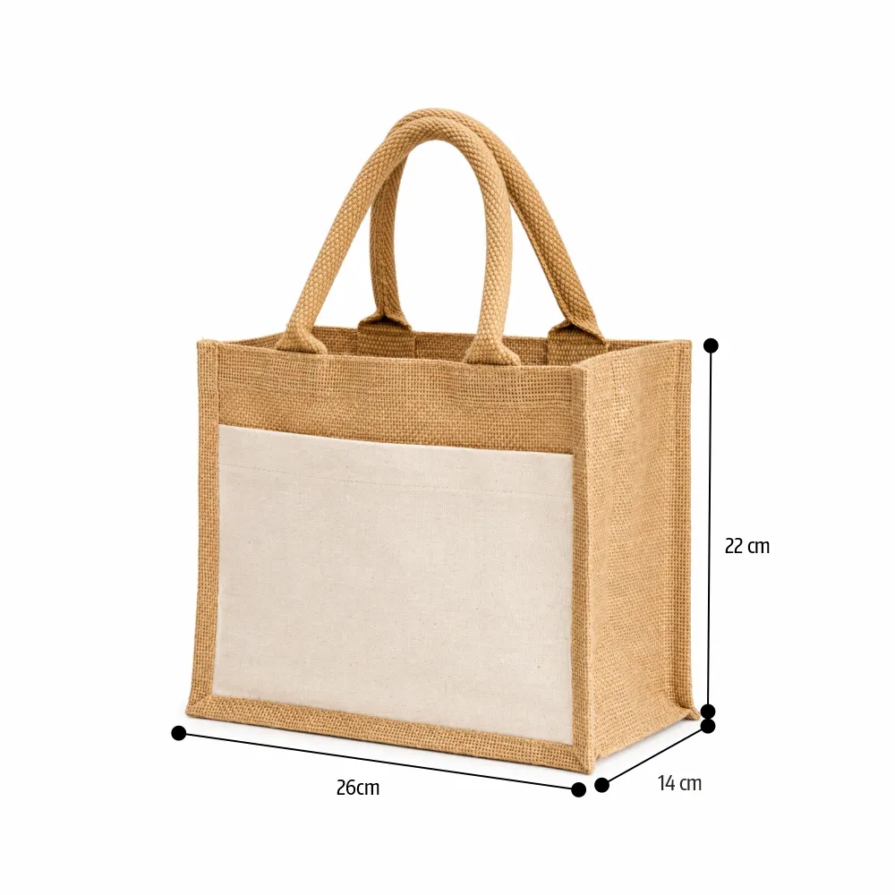 Jute Bag with Canvas Pocket